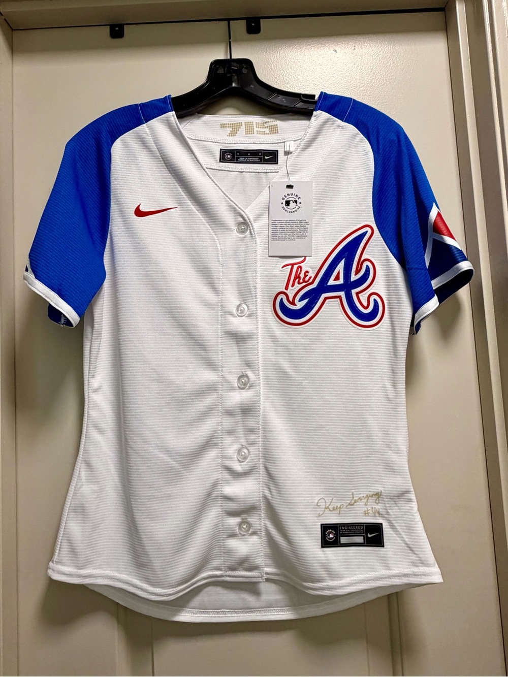 Nike Atlanta Braves Hank Aaron 715 City Connect Womens M Jersey NWT $140 Retail